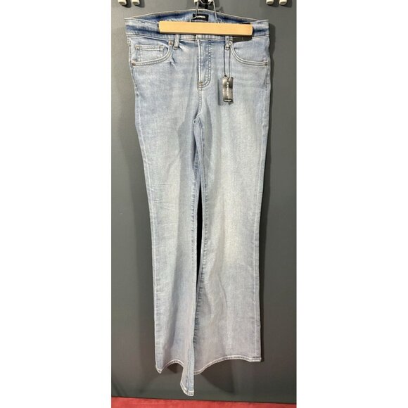 $80 NWT Express mid rise light wash 70’s flare jeans size 6R - Picture 3 of 11